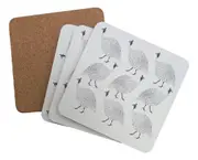La Vida Dining Kitchen Guinea Fowls Cork Back Coasters Set 4