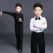 Boy Dance Shirt Ballroom Modern Salsa Samba Sleek Latin Tango Clothing Top White