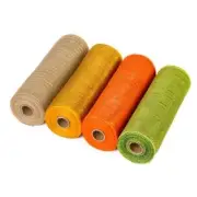 Autumn Poly Mesh Ribbon x 30 feet(10 Yard) 10 inch Green Orange Yellow Khaki