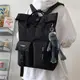 日系潮牌雙肩包高中大學生韓版工裝書包男大容量方形旅行電腦包
