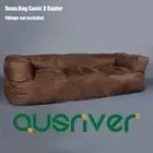 New Brown Suede 3 Seater Couch Bean Bag Cover with Armrest Luxury Seat BB3PBRN