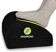 ErgoFoam Adjustable Desk Foot Rest for Added Height | Orthopedic Teardrop Design | Large Premium Under Desk Footrest | Most Comfortable Foot Rest Under Desk for Lumbar, Back, Knee Pain (Black)