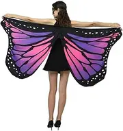 Costume Bay Woman's Soft Fabric Multicolour Butterfly Wings Cape Scarf Wrap Printing Shawl Butterfly Fairy Ladies Halloween Dress Up Cape Ladies Costume Accessory