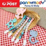 Personalised Dummy Clip with Name, Silicone Clip Teether Toys for Gift