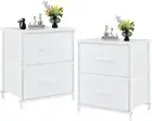 Nightstand Set of 2, 2 Storage Drawers 20" Small Bed Side Furniture End Table