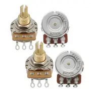 FLEOR 2 A250K & 2 B250K Potentiometers Electric Guitar Brass Long Shaft Pots