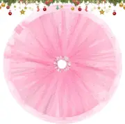Christmas Wedding Tree Skirt,47 Inch 4-Layer Fluffy Romantic Pleated Sparkly Ski
