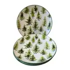Global Design Christmas Dinner Plates 10.5in Set of 4 Holiday Pine Trees in Snow