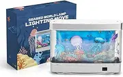 Fake Fish Tank with Moving Jellyfish & Fish, Mini Fake Aquarium Decorative Lamp, Artificial Aquarium Night Light for Desktop Bedroom Decor