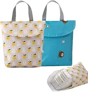 Oaygat 2Pcs Wet Dry Bags for Baby Cloth Diapers Waterproof Diapers Organiser Bags Nappy Bags for Cloth Reusable Washable Cloth Diaper Bags Wet Bags with Handle for Baby Items Portable Baby Diaper