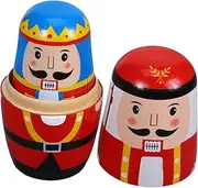CIMAXIC 1 Set Christmas Nutcracker Nesting Dolls Russian Dolls Ornaments Handmade Decor Present for Home Natural Wood Crafts