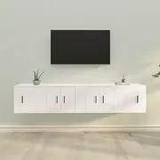 Generic 4 Piece TV Cabinet Set High Gloss White Engineered Wood,Furniture,TV mounts & TV Units