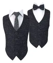 Boys Tweed Waistcoat Dotted Navy Blue Formal Wedding Pageboy Smart Casual Set