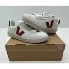 VEJA Women's V-12 Leather Sneakers Extra White/Marsala/Nautico Size 8 NIB #08S