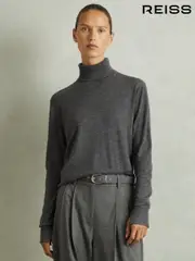 Reiss Charcoal Macy Merino Wool Roll Neck Jumper (E79944) | $180