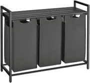 Laundry Hamper Shelf with Pull-Out Bag - 3x38L Black Gray