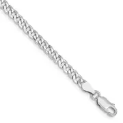 Sterling Silver Rhodium-plated 4mm Beveled Curb Chain Bracelet 8" 5.23gm