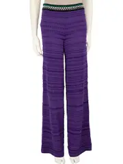 Purple Stretchy Wide Leg Trousers