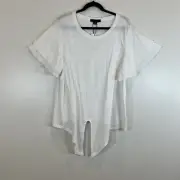 Sanctuary NWT Womens 2x White Heather Flutter Sleeve Tie Front T-Shirt