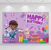 Princess Doc McStuffins Happy Birthday Backdrop Banner Background Decor 5x3ft
