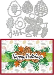 Christmas Pinecone Cutting Dies, Leaf Metal Die Cuts Carbon Steel Sewing Embossi