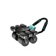 NNETM 1pc 4-Wheel Abdominal Roller with Automatic Rebound and Elbow Support Pads - Black