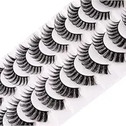 Russian Strip False Eyelashes D Curl Soft Faux Mink Lashes Natural Curly Cat Eye Fake Lashes Extension 10 Pairs Happy Heartbeat(iC5)