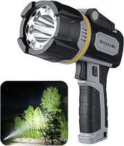 MOONASION Rechargeable Spotlight 1200 Lumens, Super Bright LED Spotlight Flashlight Outdoor with COB Light & Foldable Stand, 3600 mAh Long Lasting Large Handheld Spot Light for Boating Camping