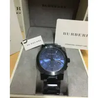 在飛比找Yahoo!奇摩拍賣優惠-全新品代購 BURBERRY 英倫城市經典計時腕錶-藍x鐵灰