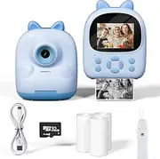 Mandizza Kids Camera Instant Print Photos, Digital Instant Print Camera for Kids, Birthday Children Day Gifts for Girl Age 3-12, Fit Portable Toy for 3 4 5 6 7 8 9 10 Year Old Girl Boy- Blue