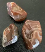 3pc Michigan UP Polished Agates - Red/White/Gray Bands - Gorgeous Colors 4oz