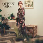 QUEENSHOP 幾何圖樣復古雪紡長洋裝 現+預【01084808】