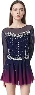 [LIUHUO] Figure Skating Dress Gradient Purple Mesh Skirt Girl Hook Sleeves Competition Performance