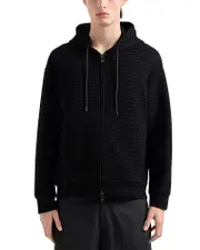 Emporio Armani Allover Logo Full Zip Hooded Sweatshirt