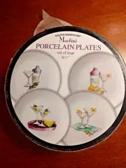 SET OF 4 BOSTON WAREHOUSE MARTINI PORCELAIN 6 1/2" PLATES ~ NEW IN BOX