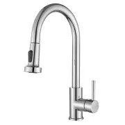 Chrome Kitchen Sink Mixer Tap Faucet Pull Out 360° swivel Gooseneck 2-Mode Spout