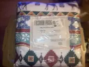 Southwestern Aztec Animal Print Blanket New Old Stock 102”x90” Queen King