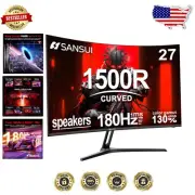 Immersive 27" Curved Monitor - 180Hz Refresh Rate, FreeSync, HDR & Speakers