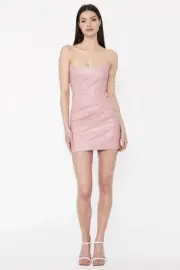 NWT Bardot Lotte Vegan Leather Mini Dress In Blush Pink XS
