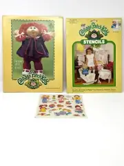 Vintage 1984 Lot Cabbage Patch Kids Doll Pocket Folder Stencils Puffy Stickers