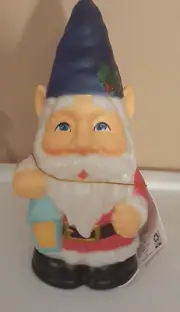 Christmas Holiday Time 11” Blow Mold Tabletop Gnome Santa Suit Lights Up NEW