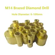 6-100mm M14 Brazed Diamond Drill Core Bit Dry Holesaw Cut Marble Granite Tile
