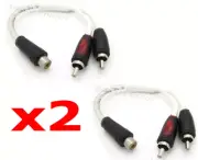 2 PCS - PREMIUM WHITE RCA Y-ADAPTERS 1 FEMALE TO 2 MALE CAR MARINE AMP SPLITTER