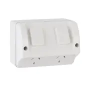 Deta White Double Weatherproof Power Point - Single Pack