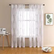2 Panels Rod Pocket Curtain Damask Print Window Curtains Light Filtering Drapes