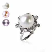 在飛比找ETMall東森購物網優惠-【JA-ME】925純銀天然珍珠10-11mm幸運草戒指(3