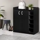 2 Door Shoe Cabinet 21 Pairs Shoes Storage 5 Adjustable Shelf Wooden Cupboard