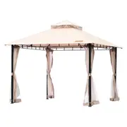 Patio Gazebo for 6-8 Person, 3.05 x 3.05 m Backyard Gazebo, with Mosquito Netting, Metal Frame, and PU Coated 180G Polyester, Outdoor Canopy Shelter for Patio, Backyard, Lawn, Garden,