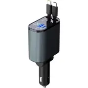 Valore AC207 4-IN-1 Car Charger with Bulit in retractable cables [AC207]