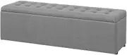 Artiss Tufted Storage Ottoman, Foot Rest Stool Bench Padded Seat Blanket Box Chest Bedroom Living Room Indoor, Grey 140 x 40 x 40cm Faux Linen Fabric Open Lid Heavy Duty